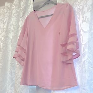 Light pink blouse, elbow length sleeves